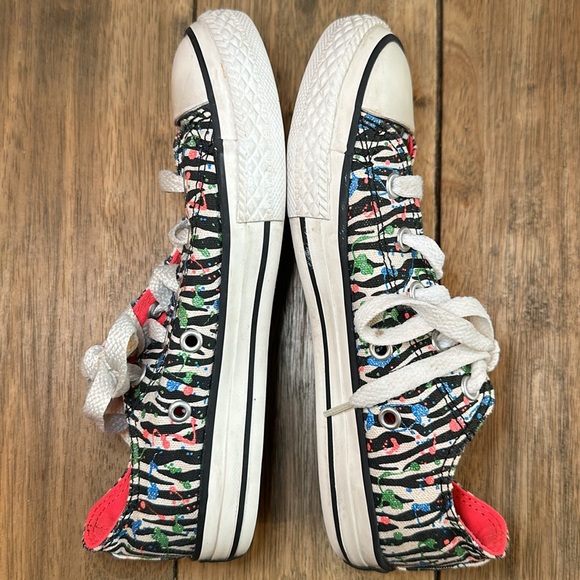 Converse Chuck Taylor Paint Splatter Glitter Zebra All Star Junior's Ox Low Top - Picture 9 of 12
